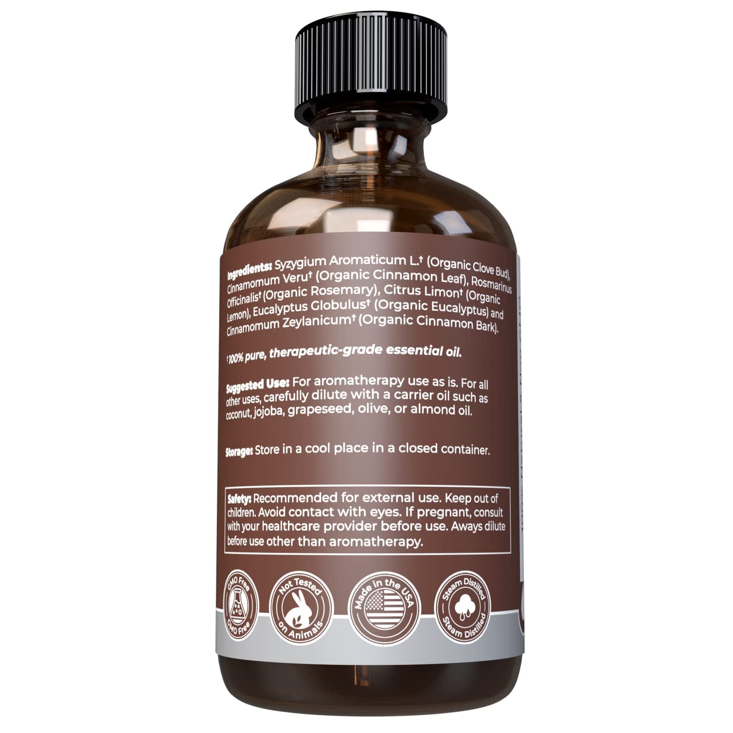 Organic Thieves Oil Essential Oil — USDA Certified Therapeutic Grade — (4 Oz | 118 Ml) — Based on the Tale of Four Thieves — Five Guards Essential Oil