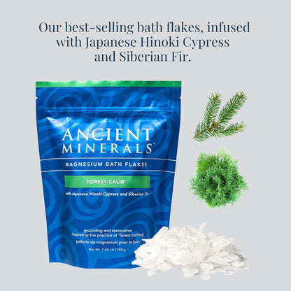 Magnesium Bath Flakes Forest Calm - Resealable Magnesium Bag of Zechstein Chloride Alternative to Epsom Bath Salt (1.65 Lb)