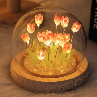 10/20Pcs Tulip Night Light Battery Operated Tulip Flower Table Lamp DIY Simulation Tulip LED Nightlight Handmade Bedside Light