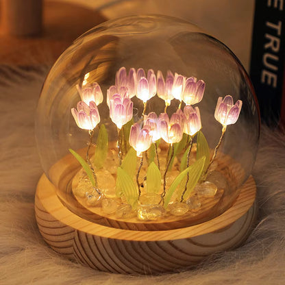 10/20Pcs Tulip Night Light Battery Operated Tulip Flower Table Lamp DIY Simulation Tulip LED Nightlight Handmade Bedside Light