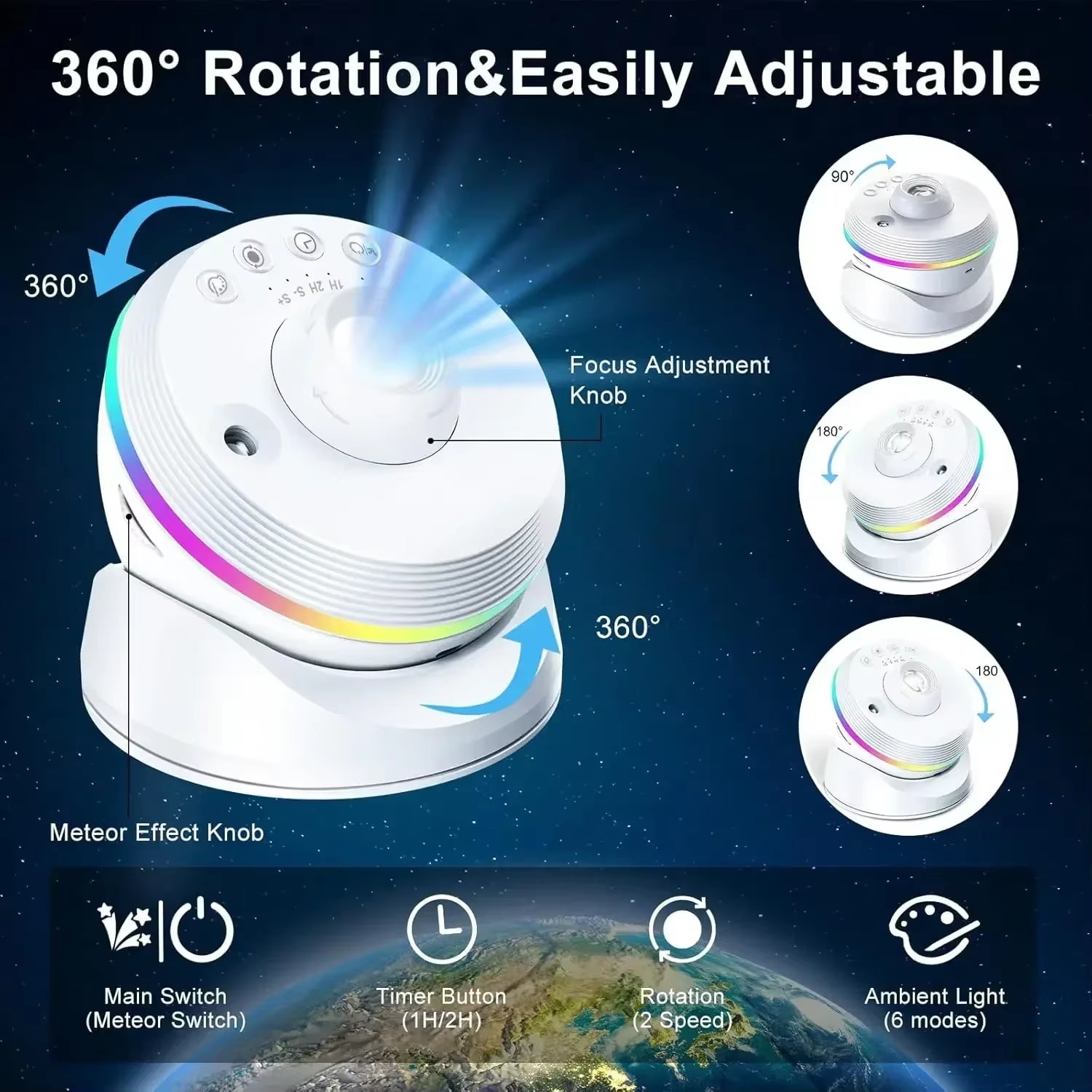 LED Night Light Galaxy Star Projector 4K HD 13 in 1 Planetarium Projector 360° Rotation for Bedroom Decor Children Gift