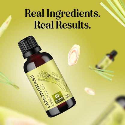 Pure Refreshing Lemongrass Essential Oil - Aromatherapy Lemongrass Oil for Hair Nails and Skin plus Potent Natural Aromatic Essential Oil for Diffusers for Home and Travel from