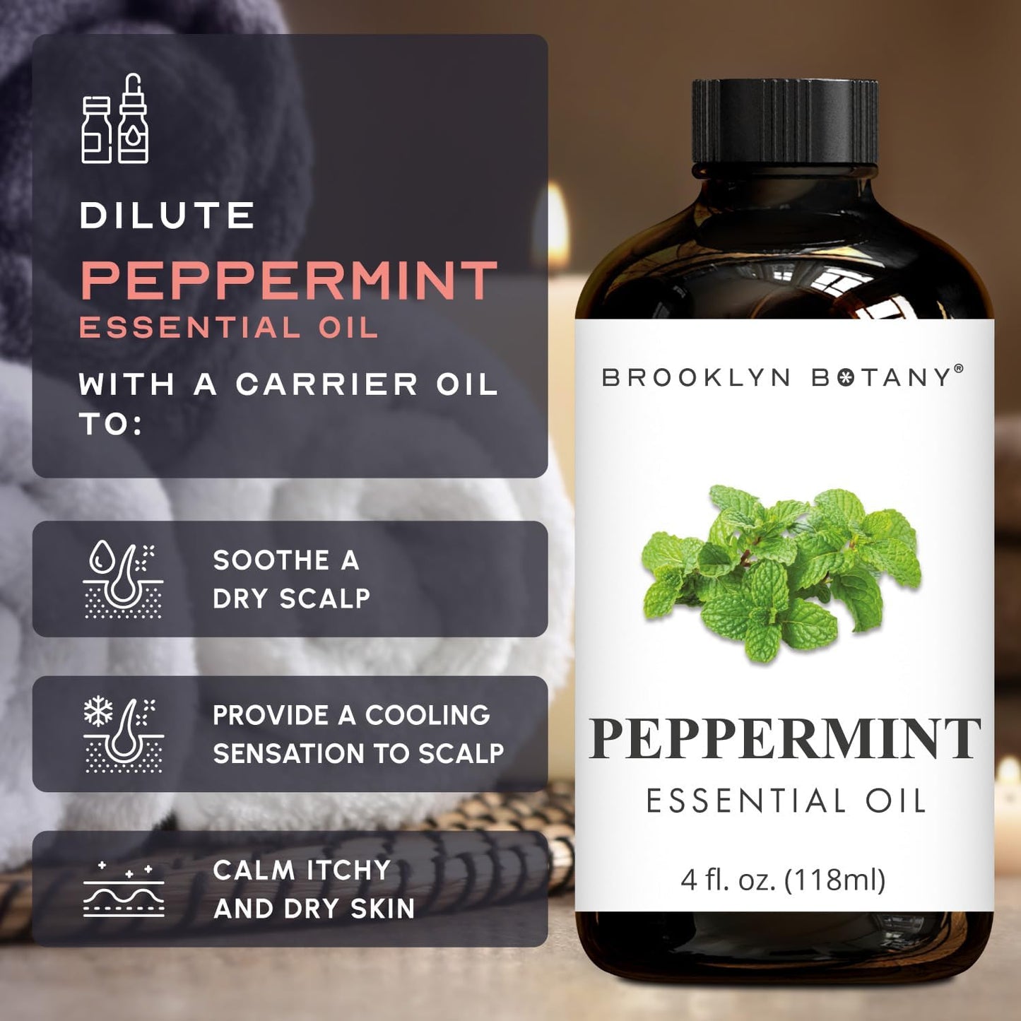 Peppermint Essential Oil - Huge 4 Fl Oz - 100% Pure and Natural - Premium Grade with Dropper - for Aromatherapy and Diffuser