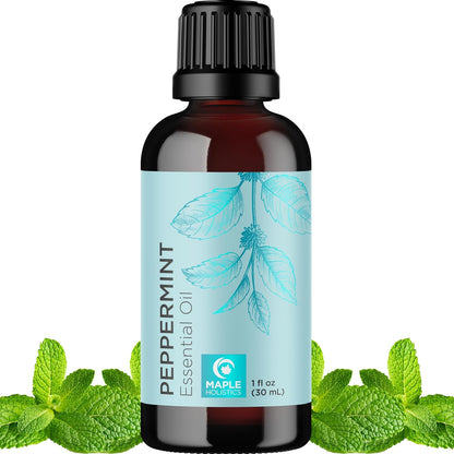 Peppermint Essential Oil for Diffuser Aromatherapy - 100% Pure Peppermint Oil for Hair Skin and Nails plus Undiluted Refreshing Aromatherapy Essential Oil for Diffusers Baths and Topical Uses 1Oz