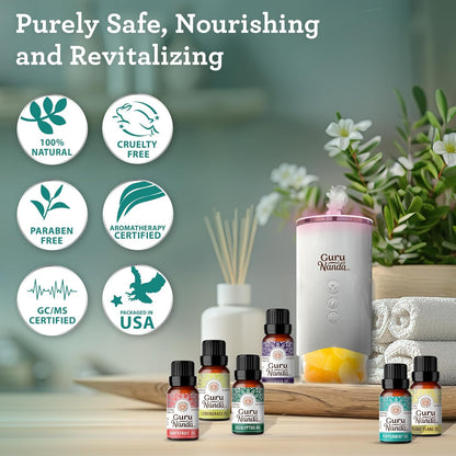 Essential Oils Set for Diffusers, 100% Pure, Aromatherapy, Massage, Candle & Soap Making Lavender, Peppermint, Eucalyptus, Grapefruit, Lemongrass, Ylang Ylang 0.33 Fl Oz (Pack of 6)