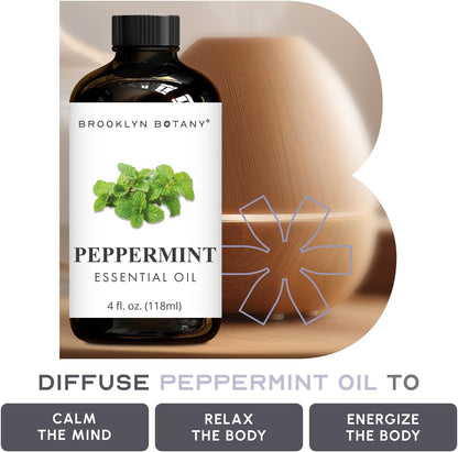 Peppermint Essential Oil - Huge 4 Fl Oz - 100% Pure and Natural - Premium Grade with Dropper - for Aromatherapy and Diffuser