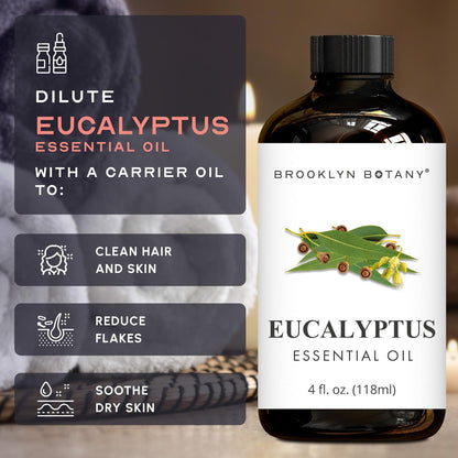 Eucalyptus Essential Oil - Huge 4 Fl Oz - 100% Pure and Natural - Premium Grade with Dropper - for Aromatherapy and Diffuser