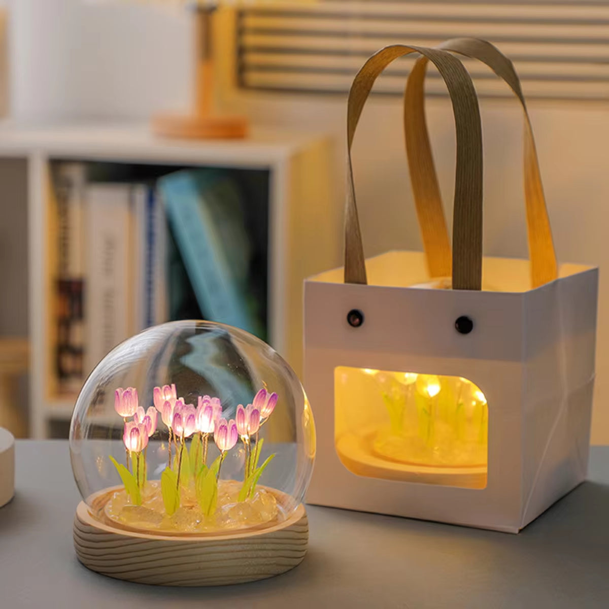 10/20Pcs Tulip Night Light Battery Operated Tulip Flower Table Lamp DIY Simulation Tulip LED Nightlight Handmade Bedside Light