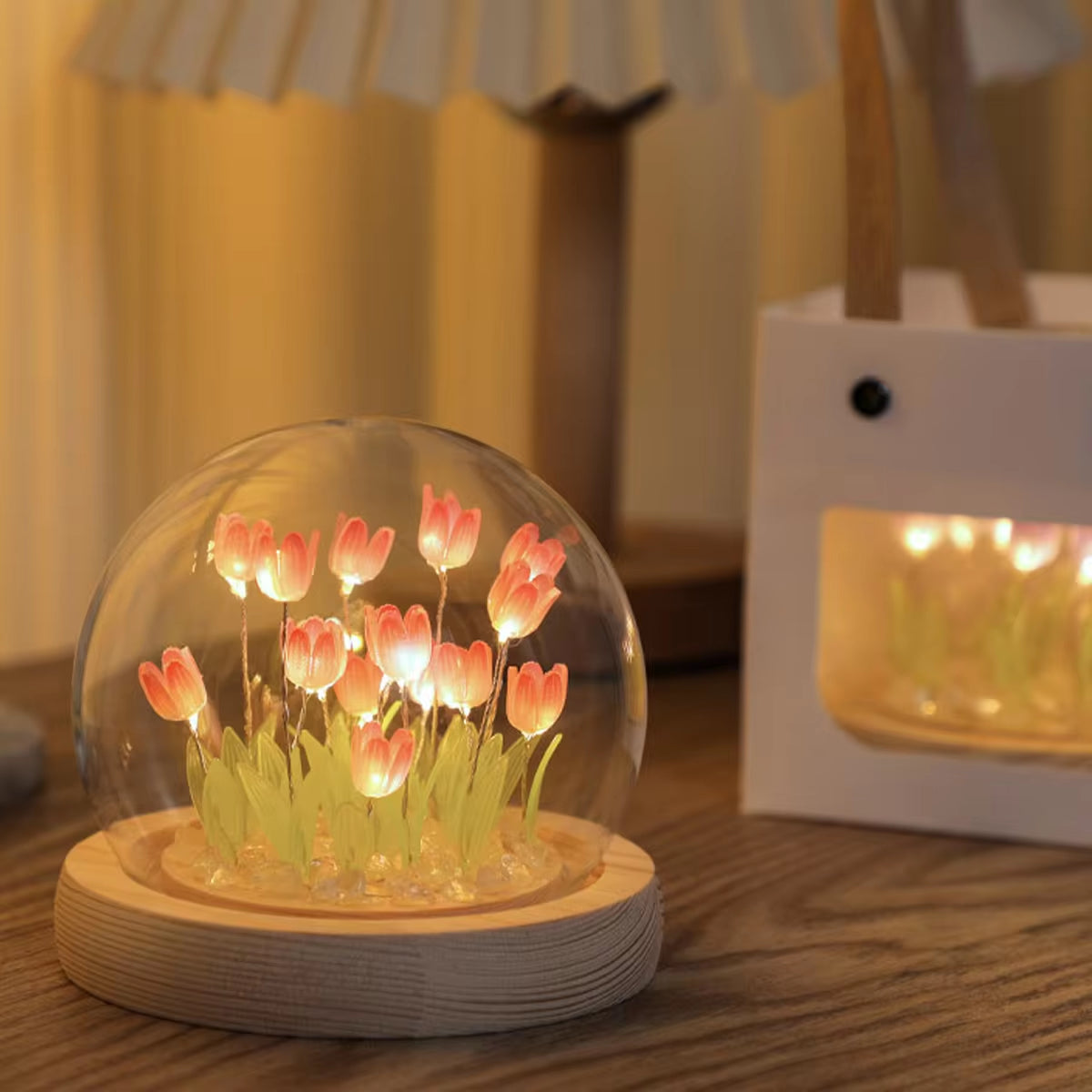 10/20Pcs Tulip Night Light Battery Operated Tulip Flower Table Lamp DIY Simulation Tulip LED Nightlight Handmade Bedside Light